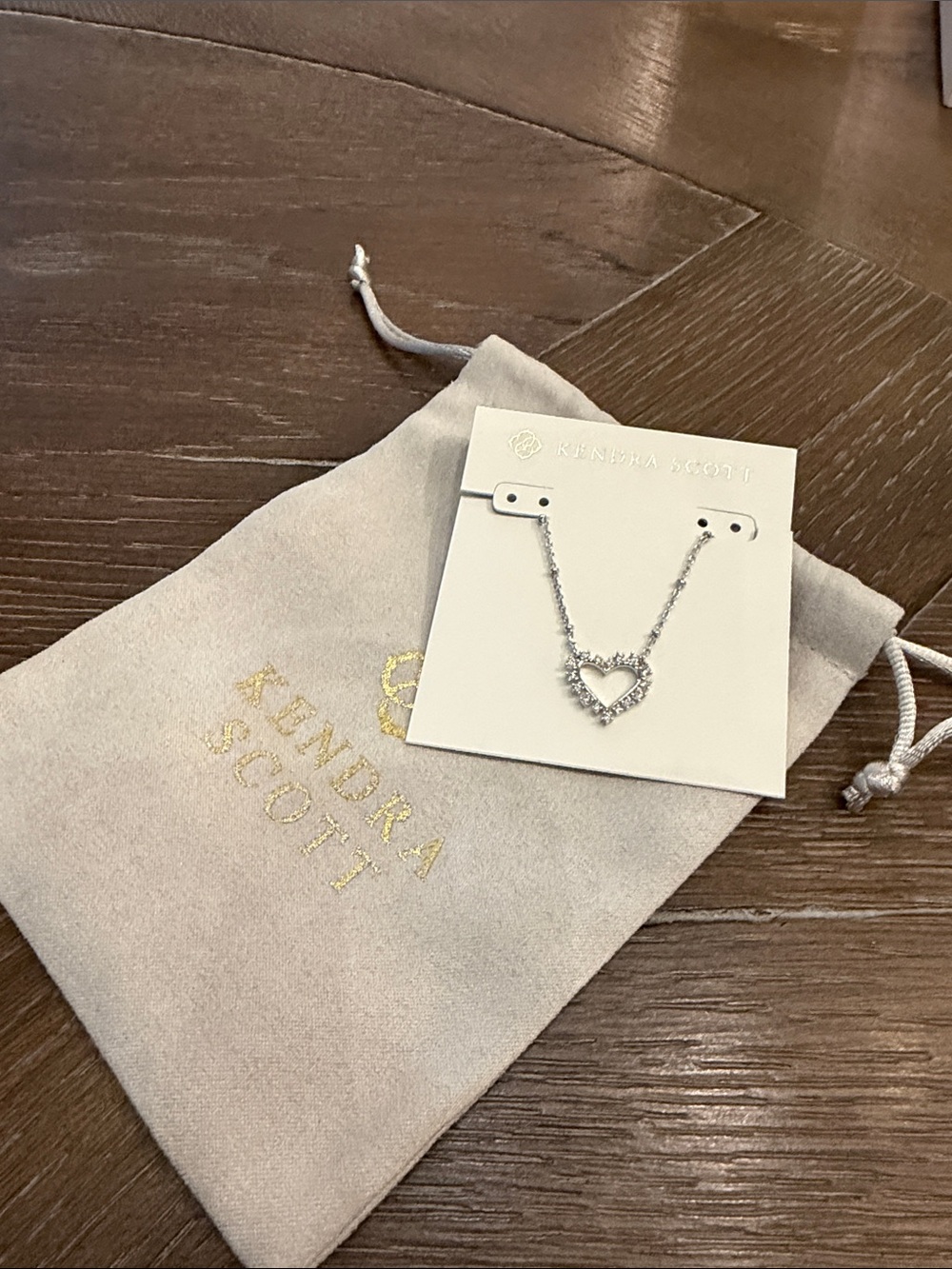 Kendra Scott Silver Heart Necklace with Pavรฉ Crystals